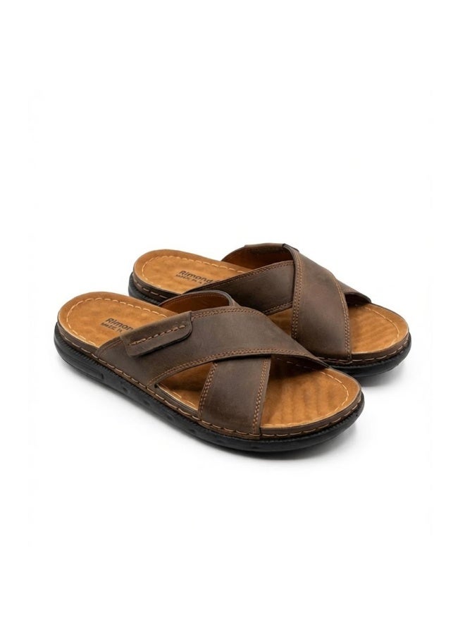 Stylish men's slippers with a modern and comfortable design – genuine leather and non-slip orthopedic sole, available in various sizes and colors. - Image 4